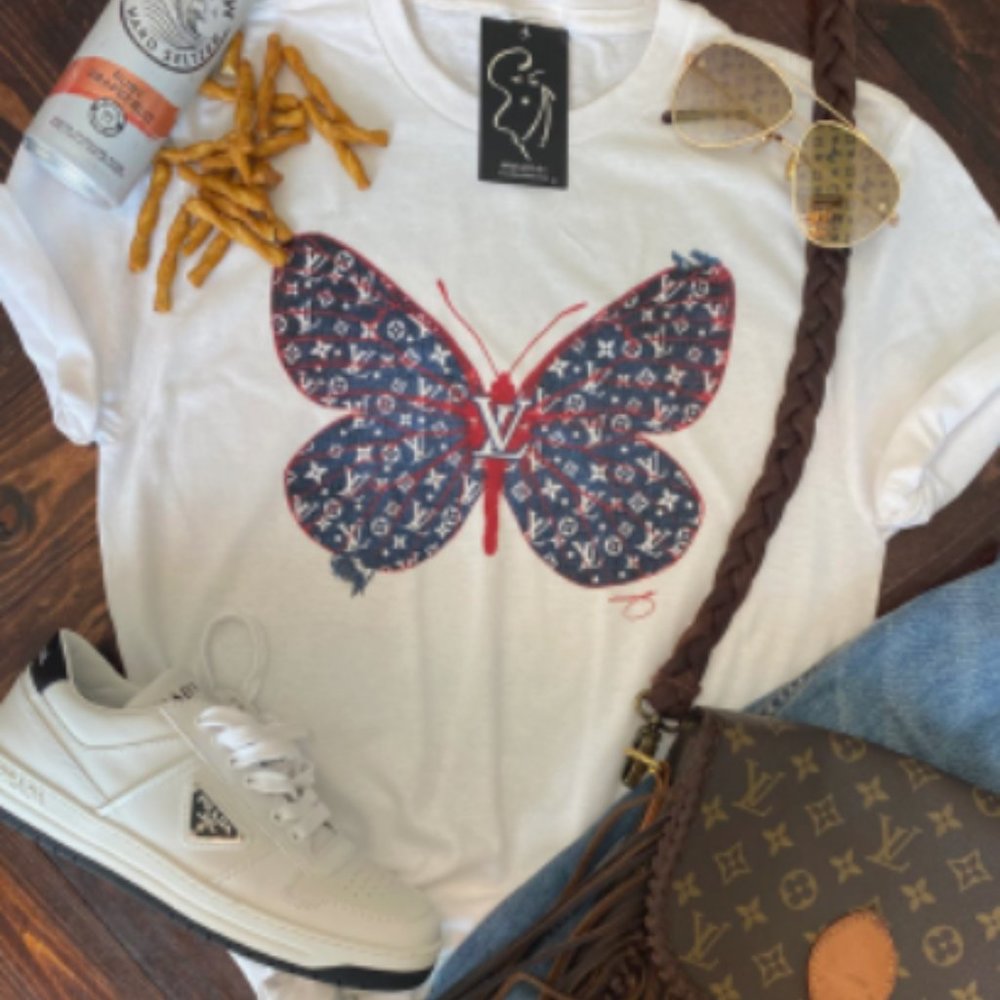 Denim LV Butterfly Tee